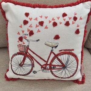 Bella Luxx Red and White Bicycle Pillow